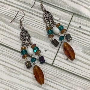 Handmade brown chandelier earrings